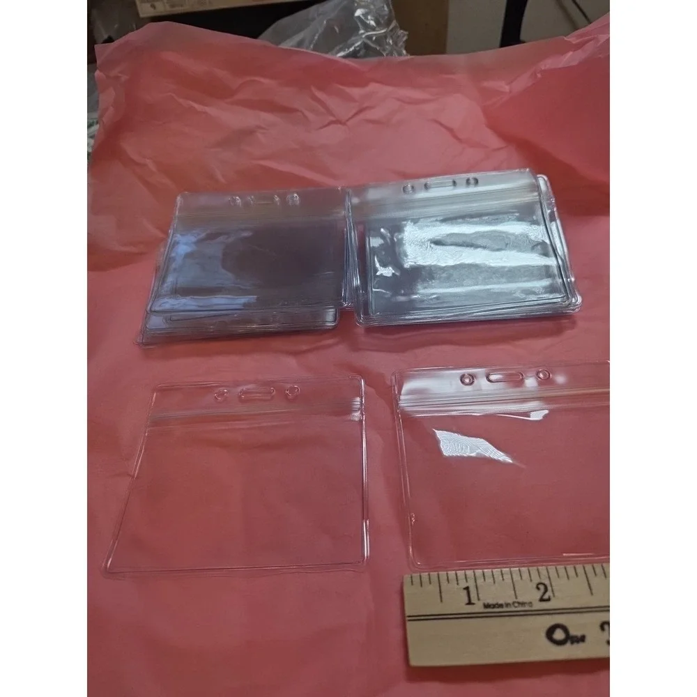 30 Clear Plastic Card Protectors / Badge Holders‎ – Horizontal ID Sleeve Lot